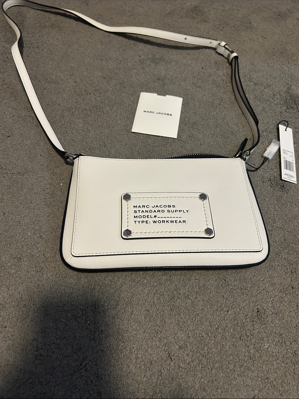 Marc Jacobs small  White Leather Crossbody with Logo Plaque